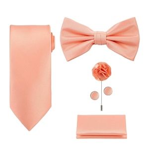 Mens 5pc Neck Tie Bow Tie Lapel Pin Cuff Links Set